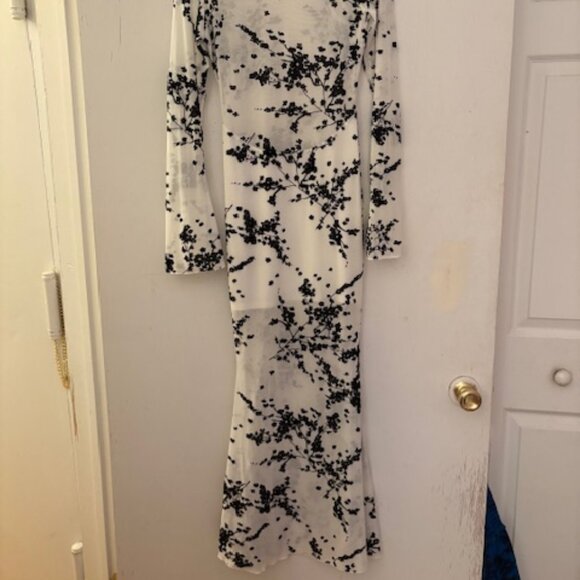 Fashion Nova Floral Print Mesh Mock Neck Maxi Dress, Sz L, NWOT - Picture 10 of 13